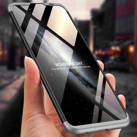 Funda Carcasa GKK 360 para Huawei Y7 2019 Color Negra / Plata