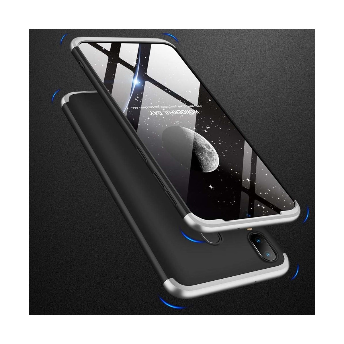 Funda Carcasa GKK 360 para Samsung Galaxy M20 Color Negra / Plata