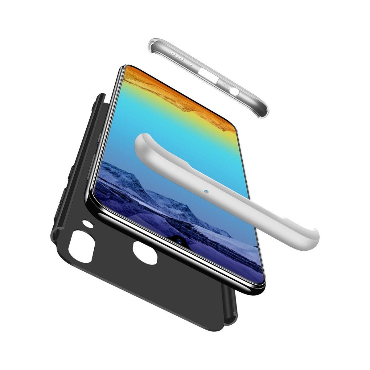 Funda Carcasa GKK 360 para Samsung Galaxy M20 Color Negra / Plata