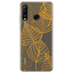 Funda Gel Transparente para Huawei P30 Lite diseño Hojas Dibujos