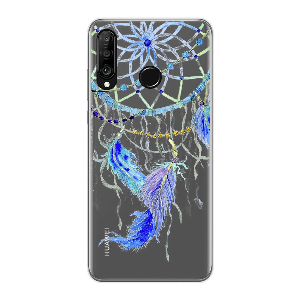 Funda Gel Transparente para Huawei P30 Lite diseño Plumas Dibujos