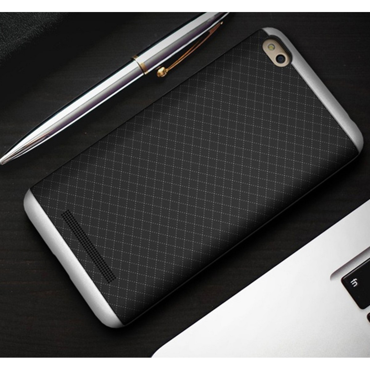 Funda Tipo Neo Hybrid (Pc+Tpu) Negra / Plata para Xiaomi Redmi 4A