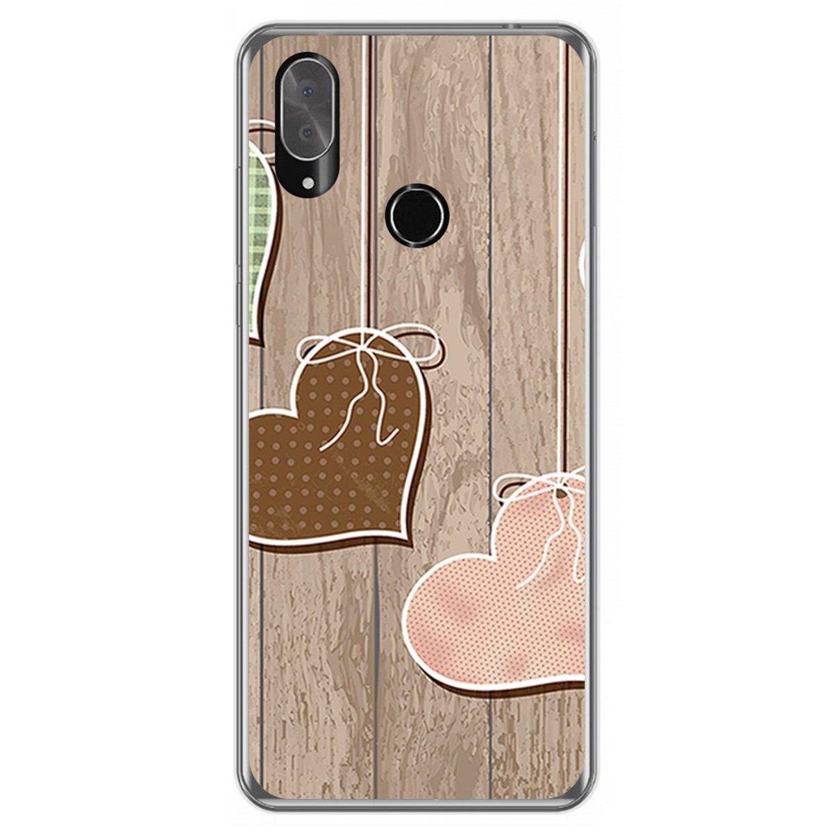 Funda Gel Tpu para Cubot X19 diseño Corazones Madera Dibujos