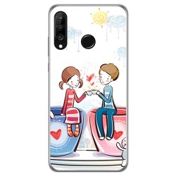 Funda Gel Tpu para Huawei P30 Lite diseño Café Dibujos