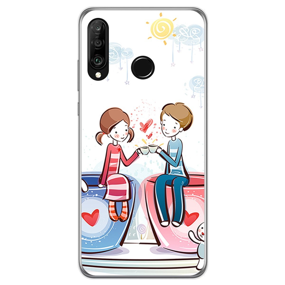 Funda Gel Tpu para Huawei P30 Lite diseño Café Dibujos