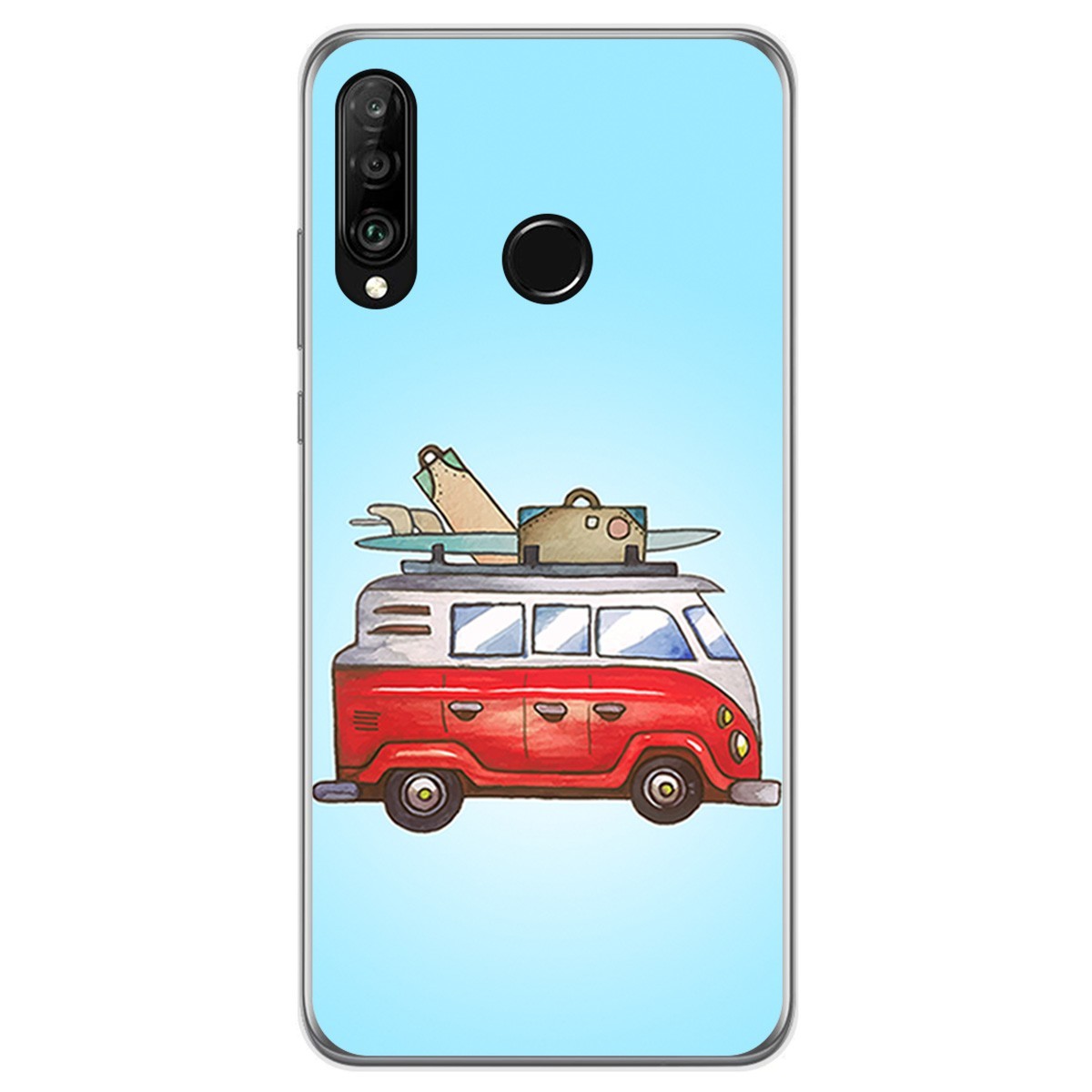 Funda Gel Tpu para Huawei P30 Lite diseño Furgoneta Dibujos