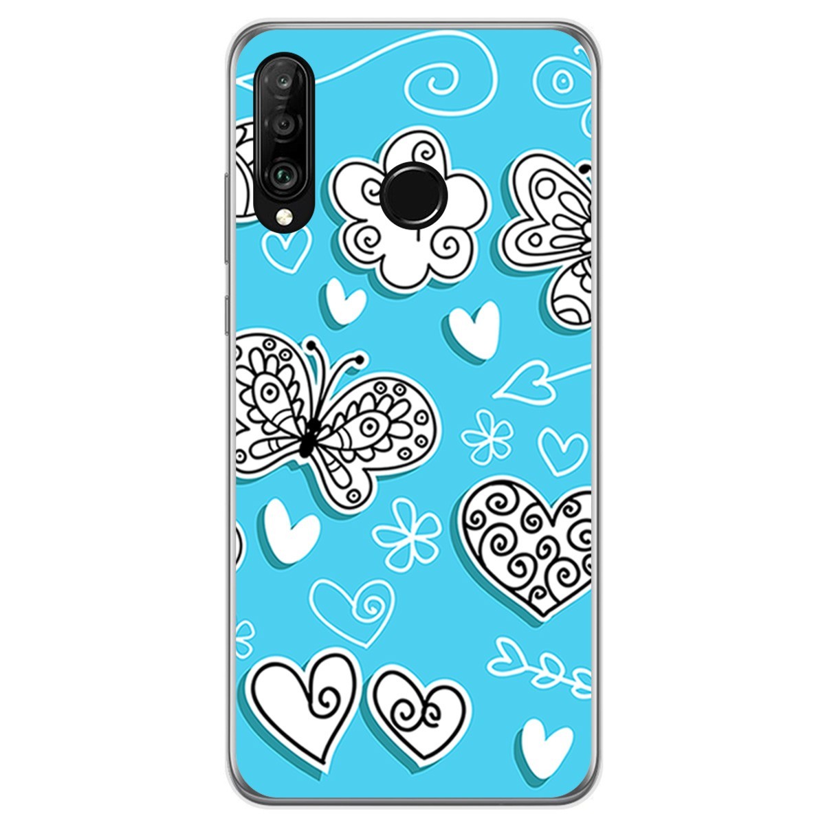Funda Gel Tpu para Huawei P30 Lite diseño Mariposas Dibujos