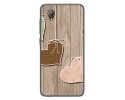 Funda Gel Tpu para Alcatel 1 2019 diseño Corazones Madera Dibujos