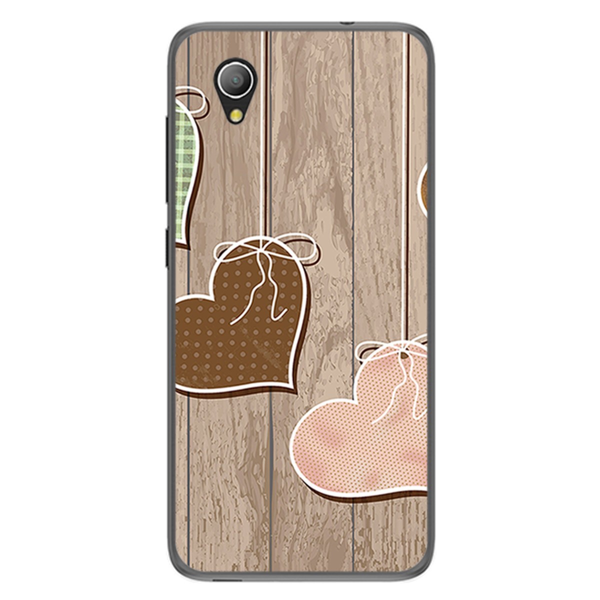 Funda Gel Tpu para Alcatel 1 2019 diseño Corazones Madera Dibujos