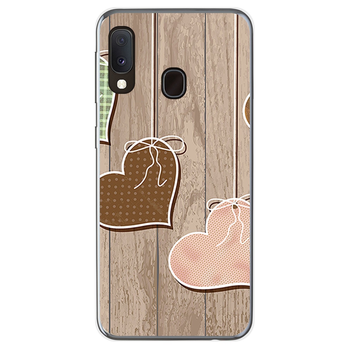 Funda Gel Tpu para Samsung Galaxy A20e 5.8 diseño Corazones Madera Dibujos