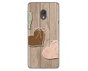 Funda Gel Tpu para Alcatel 1C 2019 diseño Corazones Madera Dibujos