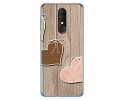 Funda Gel Tpu para Alcatel 3 2019 diseño Corazones Madera Dibujos