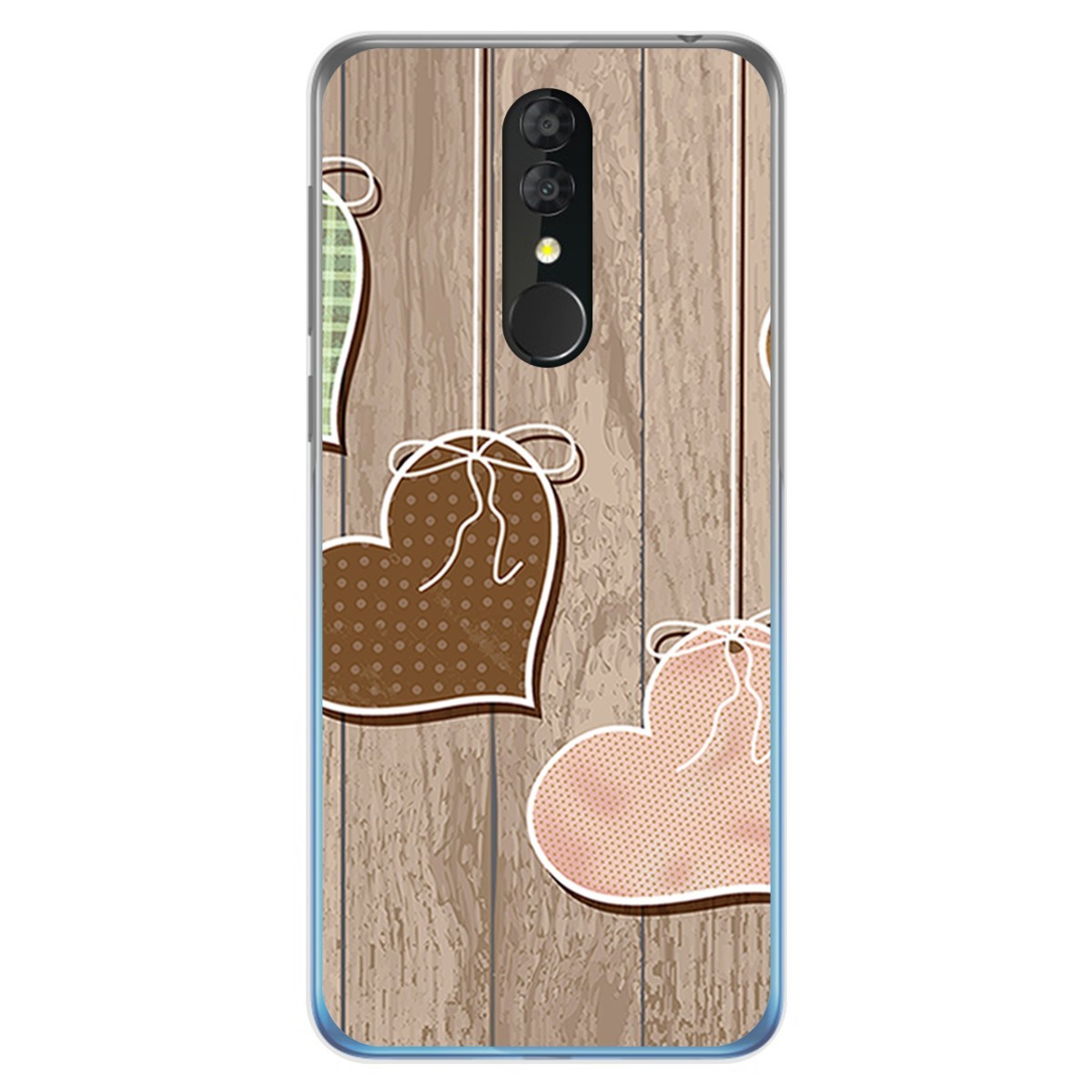 Funda Gel Tpu para Alcatel 3 2019 diseño Corazones Madera Dibujos