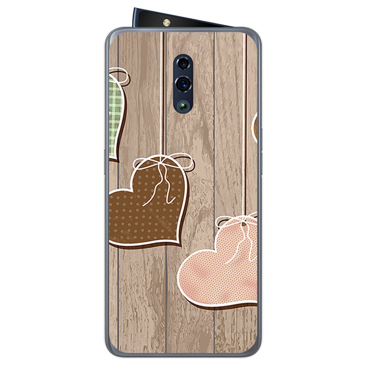Funda Gel Tpu para Oppo Reno diseño Corazones Madera Dibujos