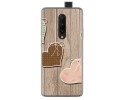Funda Gel Tpu para Oneplus 7 Pro diseño Corazones Madera Dibujos