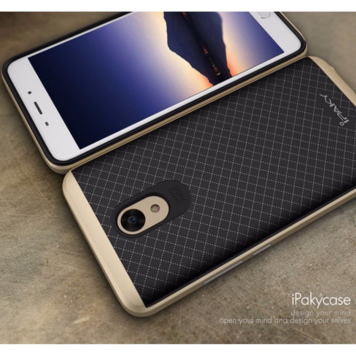 Funda Tipo Neo Hybrid (Pc+Tpu) Negra / Dorada para Meizu M5 Note