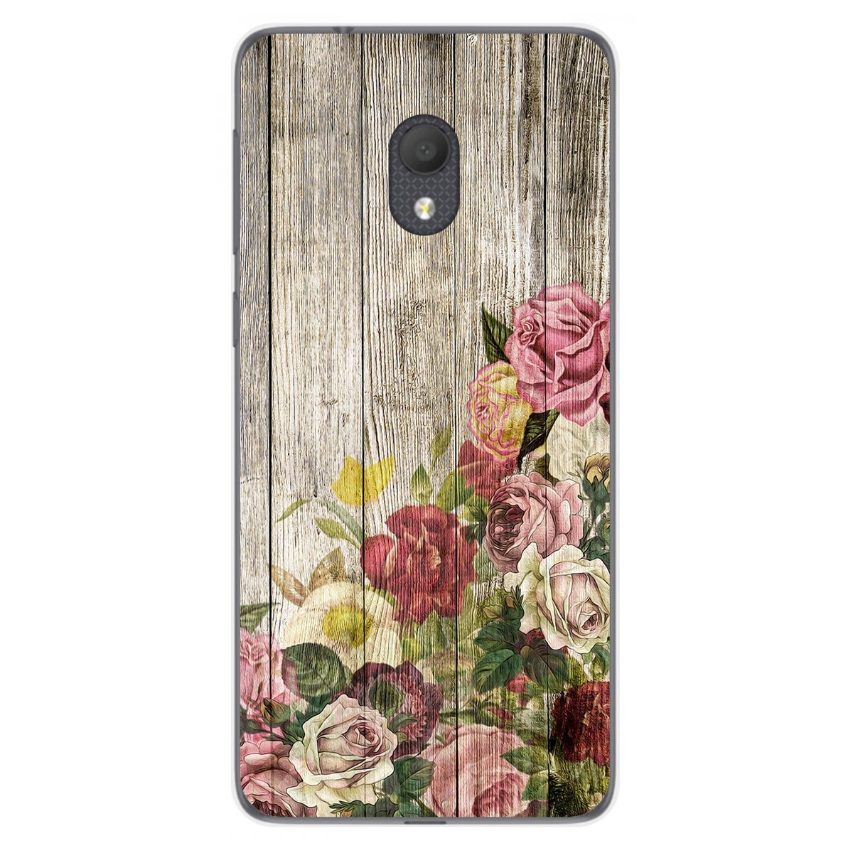 Funda Gel Tpu para Alcatel 1C 2019 diseño Madera 08 Dibujos