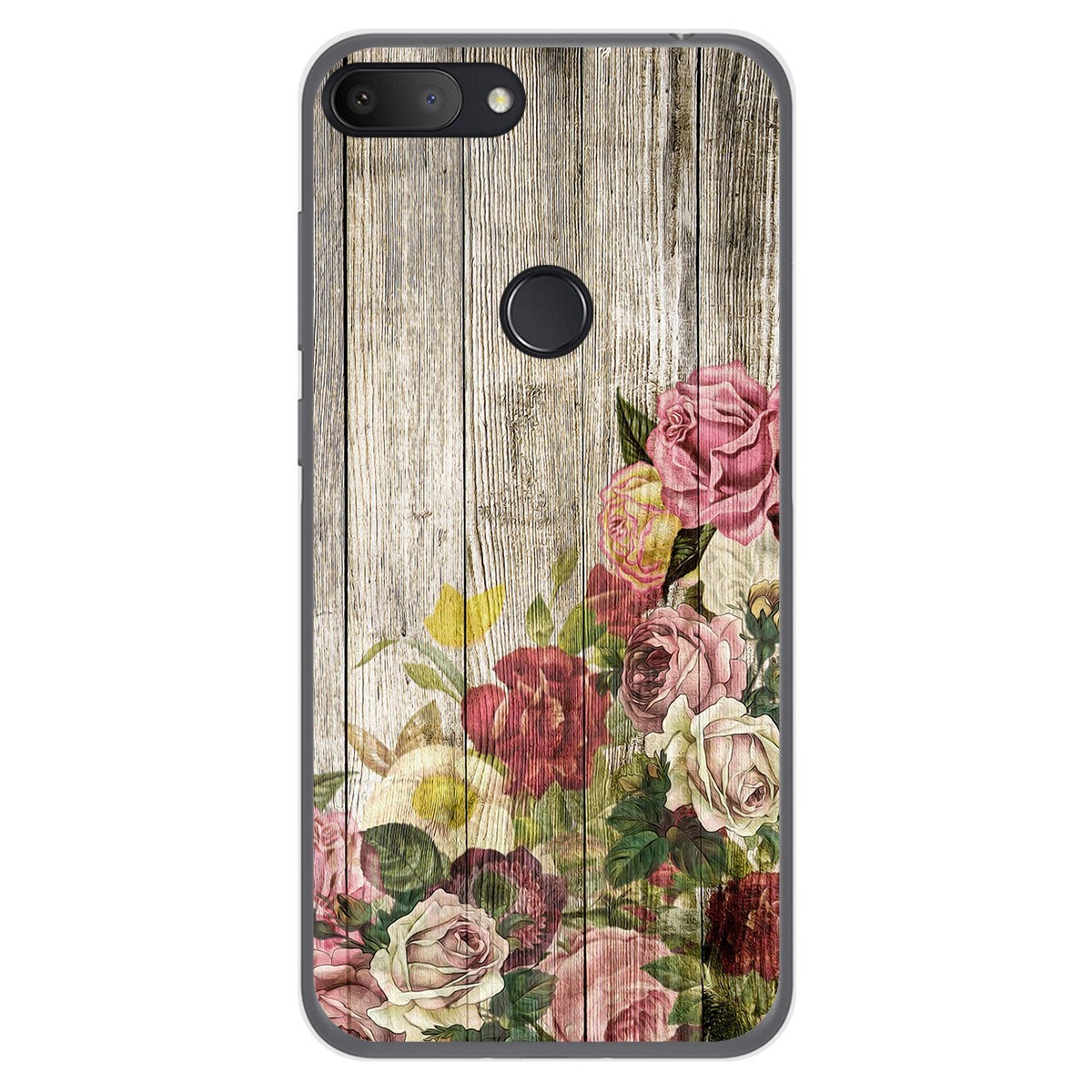 Funda Gel Tpu para Alcatel 1S 2019 diseño Madera 08 Dibujos