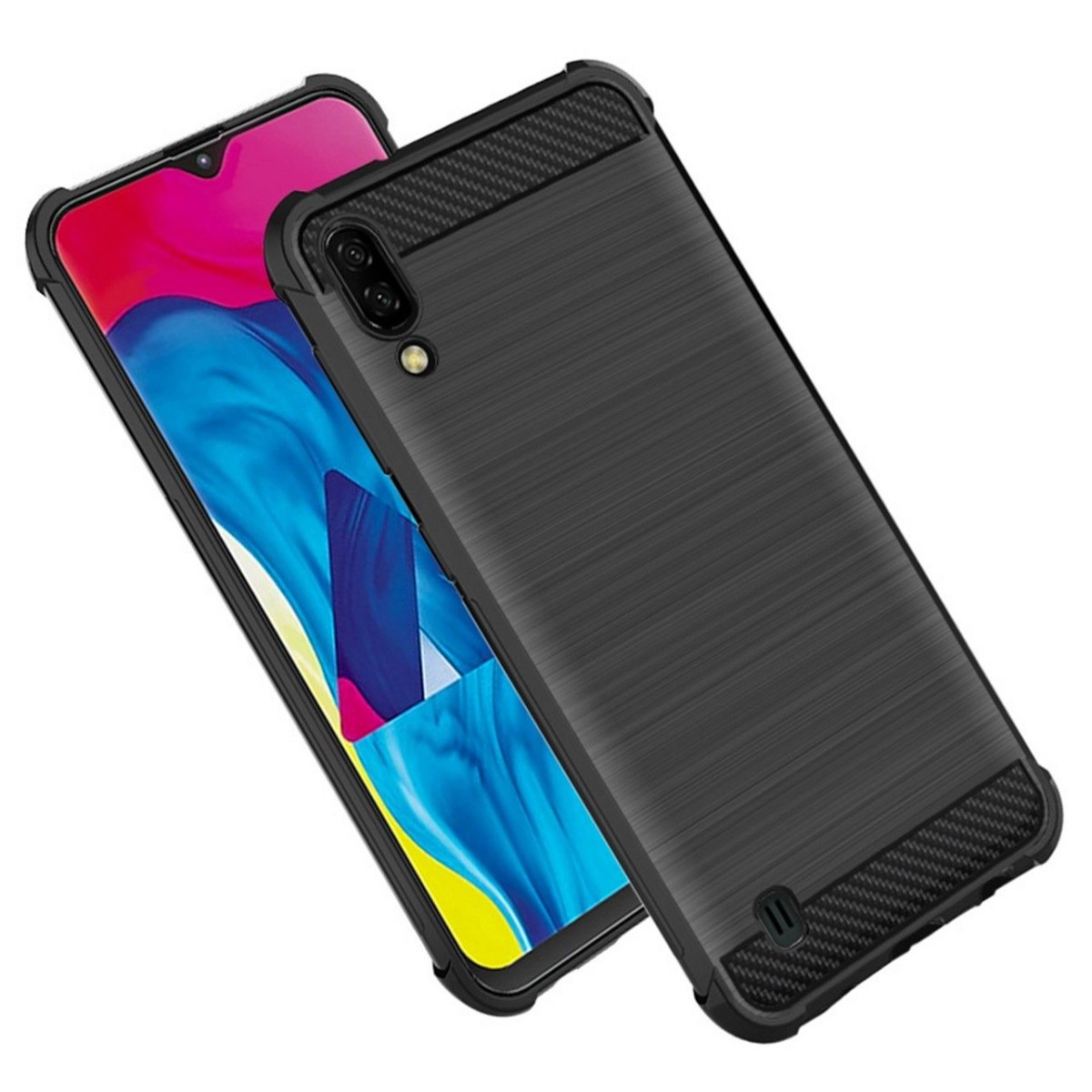 Funda Gel Tpu Anti-Shock Carbon Negra para Samsung Galaxy M10