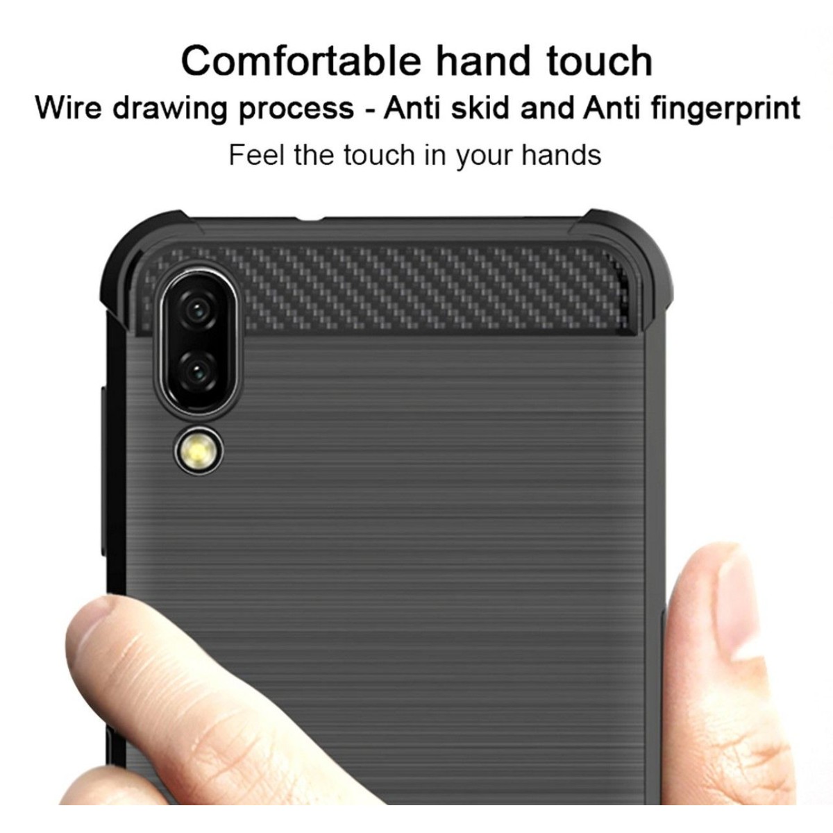 Funda Gel Tpu Anti-Shock Carbon Negra para Samsung Galaxy M10