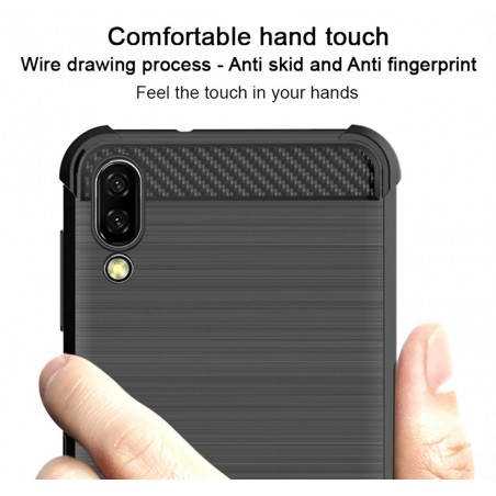 Funda Gel Tpu Anti-Shock Carbon Negra para Samsung Galaxy M10