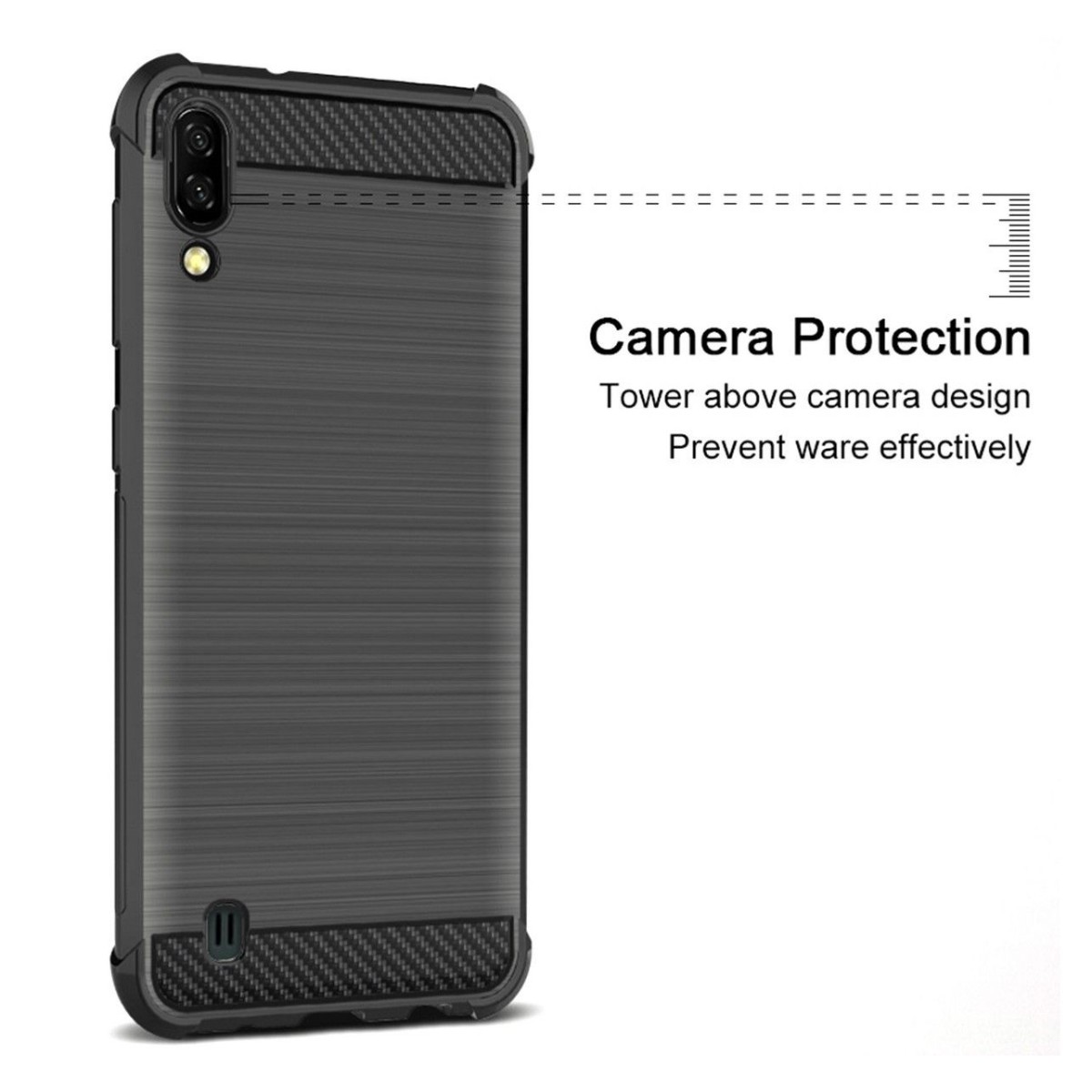 Funda Gel Tpu Anti-Shock Carbon Negra para Samsung Galaxy M10