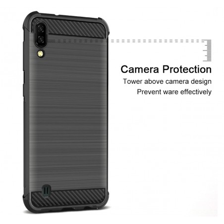 Funda Gel Tpu Anti-Shock Carbon Negra para Samsung Galaxy M10