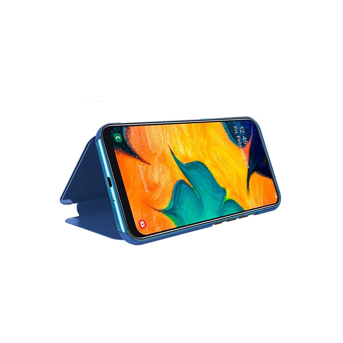 Funda Flip Cover Clear View para Samsung Galaxy A10 color Azul