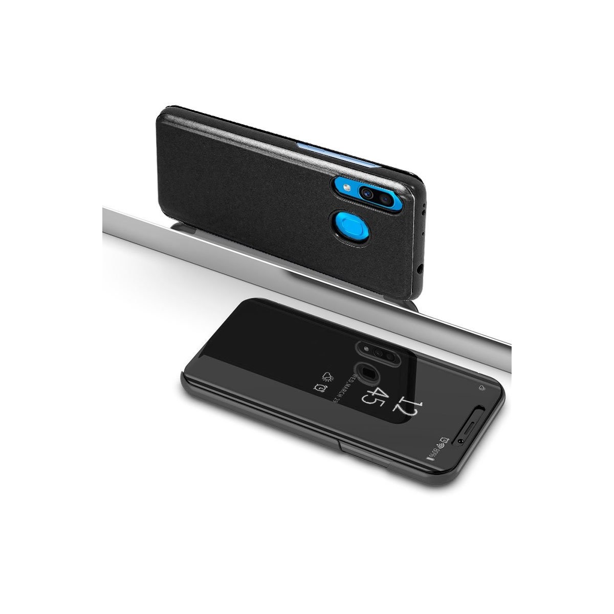 Funda Flip Cover Clear View para Samsung Galaxy A20 / A30 color Negra