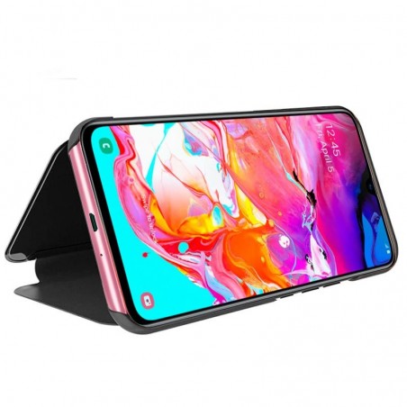 Funda Flip Cover Clear View para Samsung Galaxy A70 color Negra