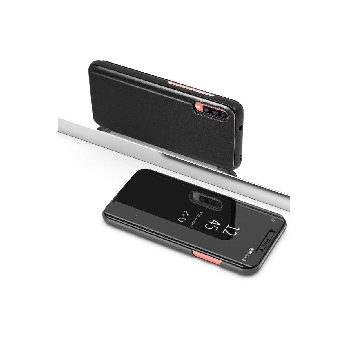 Funda Flip Cover Clear View para Samsung Galaxy A70 color Negra