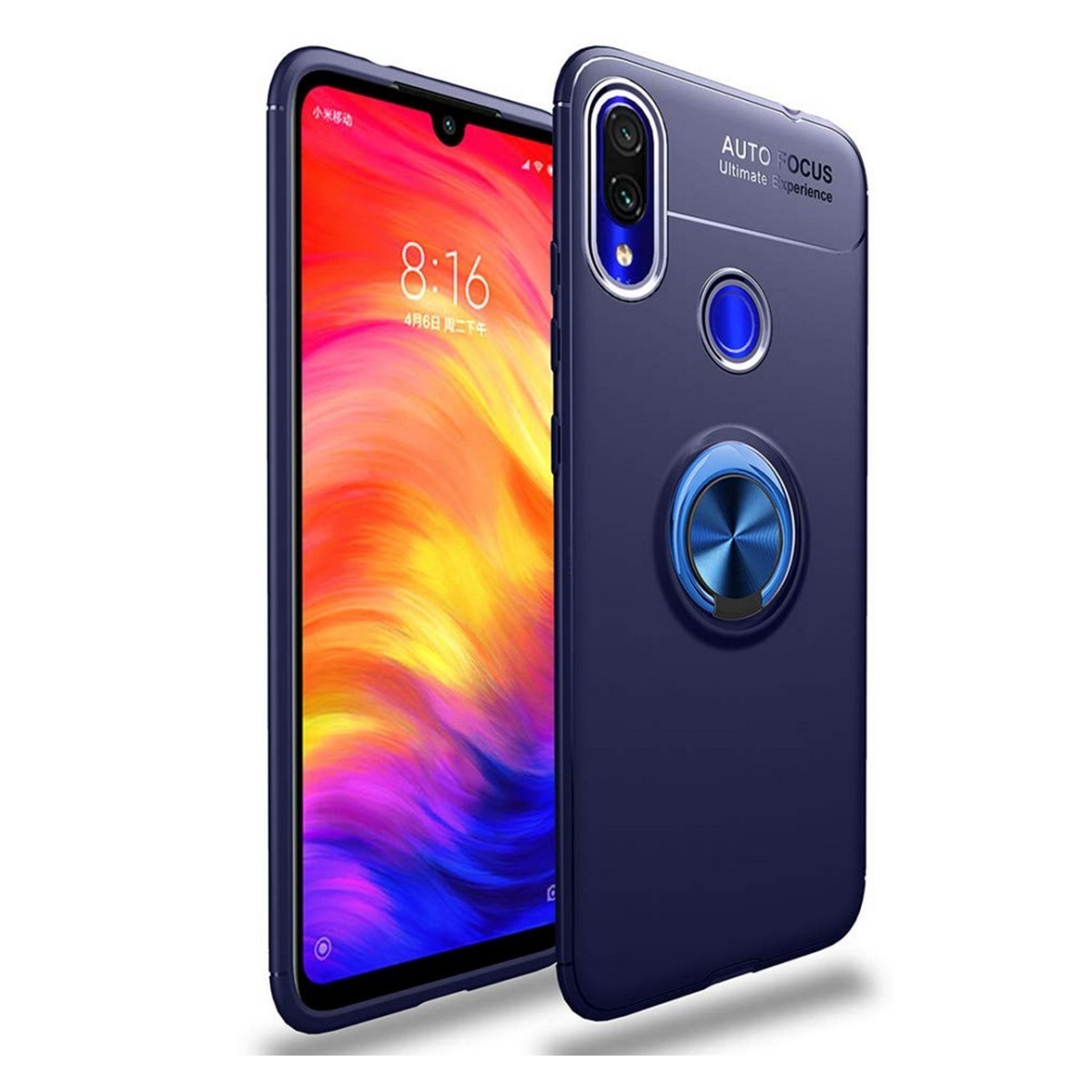 Funda Magnetica Soporte con Anillo Giratorio 360 para Xiaomi Redmi 7 Azul