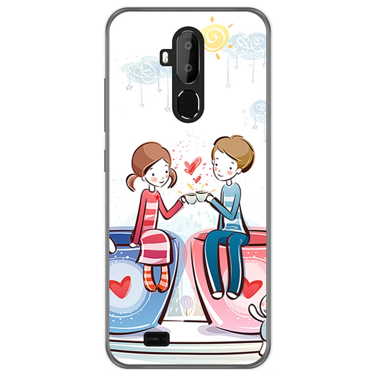 Funda Gel Tpu para Oukitel C12 / C12 Pro diseño Café Dibujos