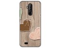 Funda Gel Tpu para Oukitel C12 / C12 Pro diseño Corazones Madera Dibujos