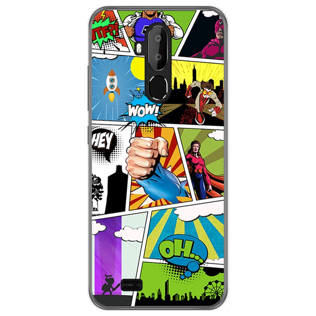 Funda Gel Tpu para Oukitel C12 / C12 Pro diseño Comic Dibujos