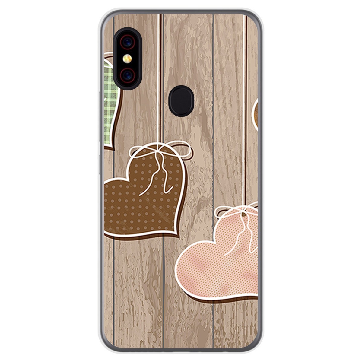 Funda Gel Tpu para UmiDigi F1 diseño Corazones Madera Dibujos