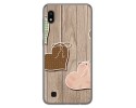 Funda Gel Tpu para Samsung Galaxy A10 diseño Corazones Madera Dibujos