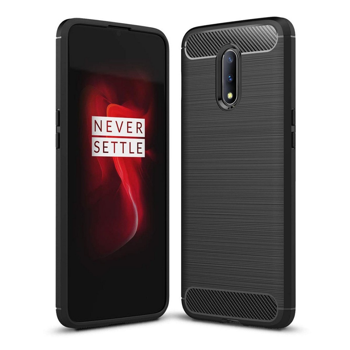 Funda Gel Tpu Tipo Carbon Negra para Oneplus 7