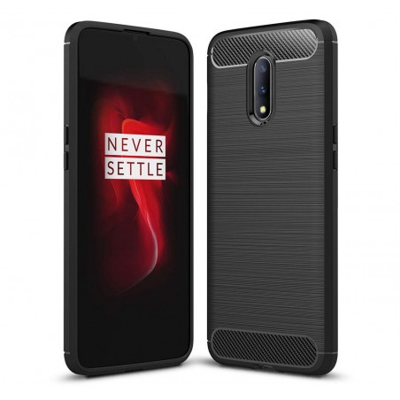 Funda Gel Tpu Tipo Carbon Negra para Oneplus 7