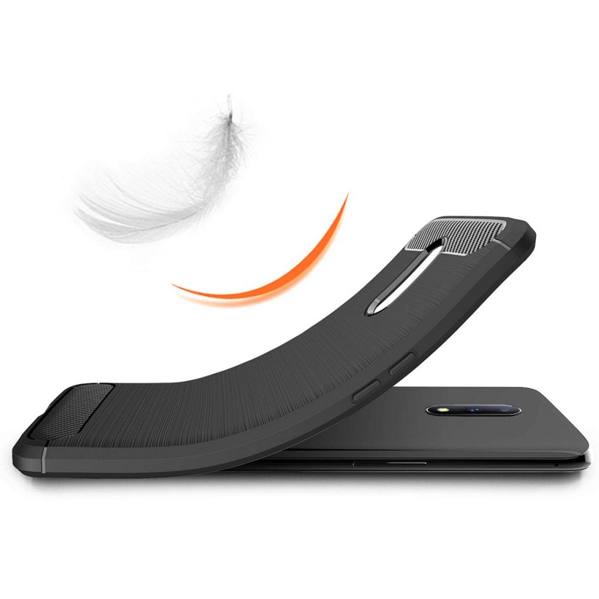 Funda Gel Tpu Tipo Carbon Negra para Oneplus 7