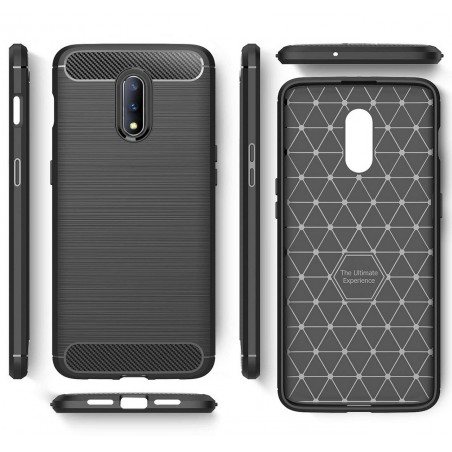 Funda Gel Tpu Tipo Carbon Negra para Oneplus 7