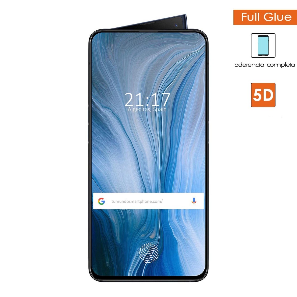 Protector Cristal Templado Completo 5D Full Glue Negro para Oppo Reno Vidrio