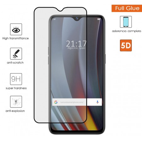 Protector Cristal Templado Completo 5D Full Glue Negro para Realme 3 Pro Vidrio