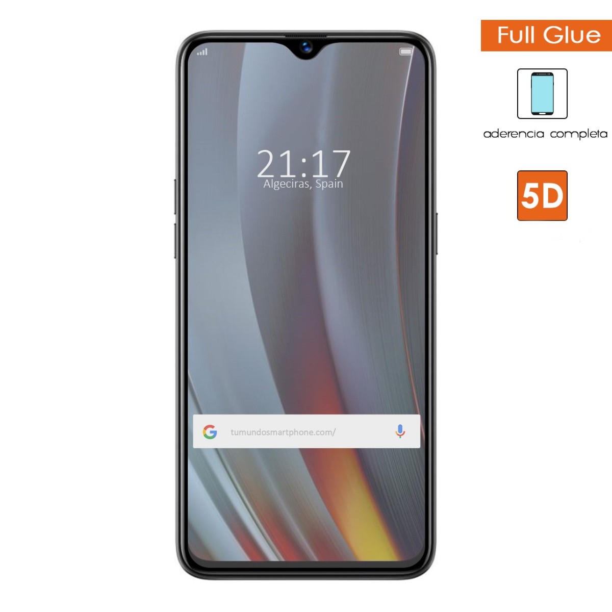 Protector Cristal Templado Completo 5D Full Glue Negro para Realme 3 Pro Vidrio