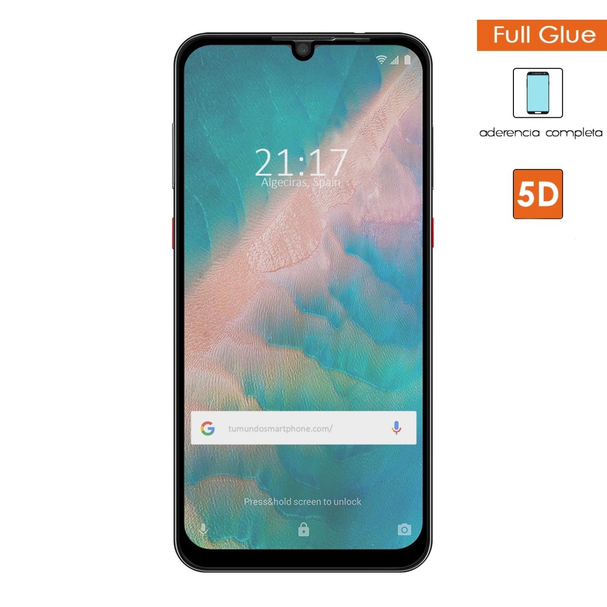 Protector Cristal Templado Completo 5D Full Glue Negro para Zte Blade V10 Vidrio