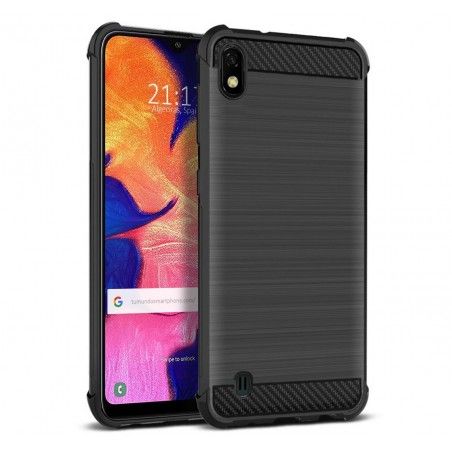Funda Gel Tpu Anti-Shock Carbon Negra para Samsung Galaxy A10