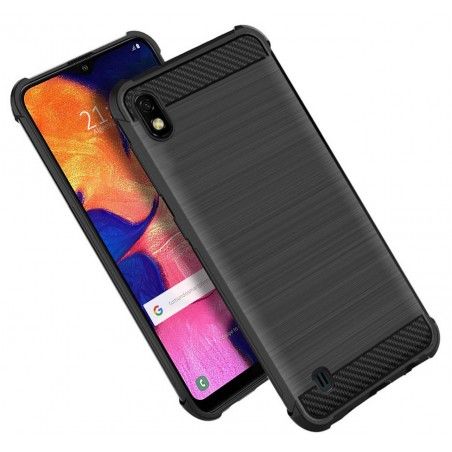 Funda Gel Tpu Anti-Shock Carbon Negra para Samsung Galaxy A10