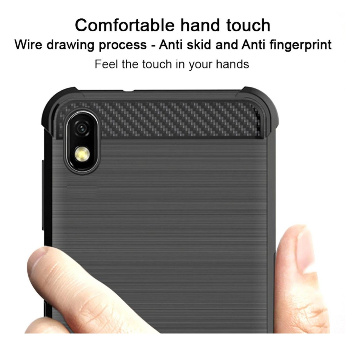 Funda Gel Tpu Anti-Shock Carbon Negra para Samsung Galaxy A10