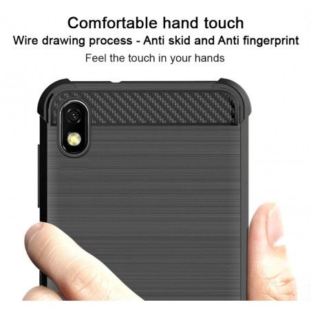 Funda Gel Tpu Anti-Shock Carbon Negra para Samsung Galaxy A10