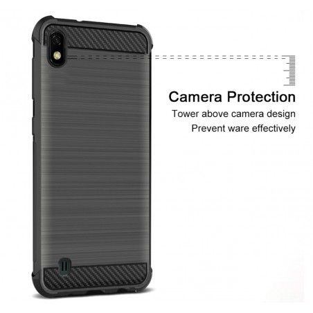 Funda Gel Tpu Anti-Shock Carbon Negra para Samsung Galaxy A10